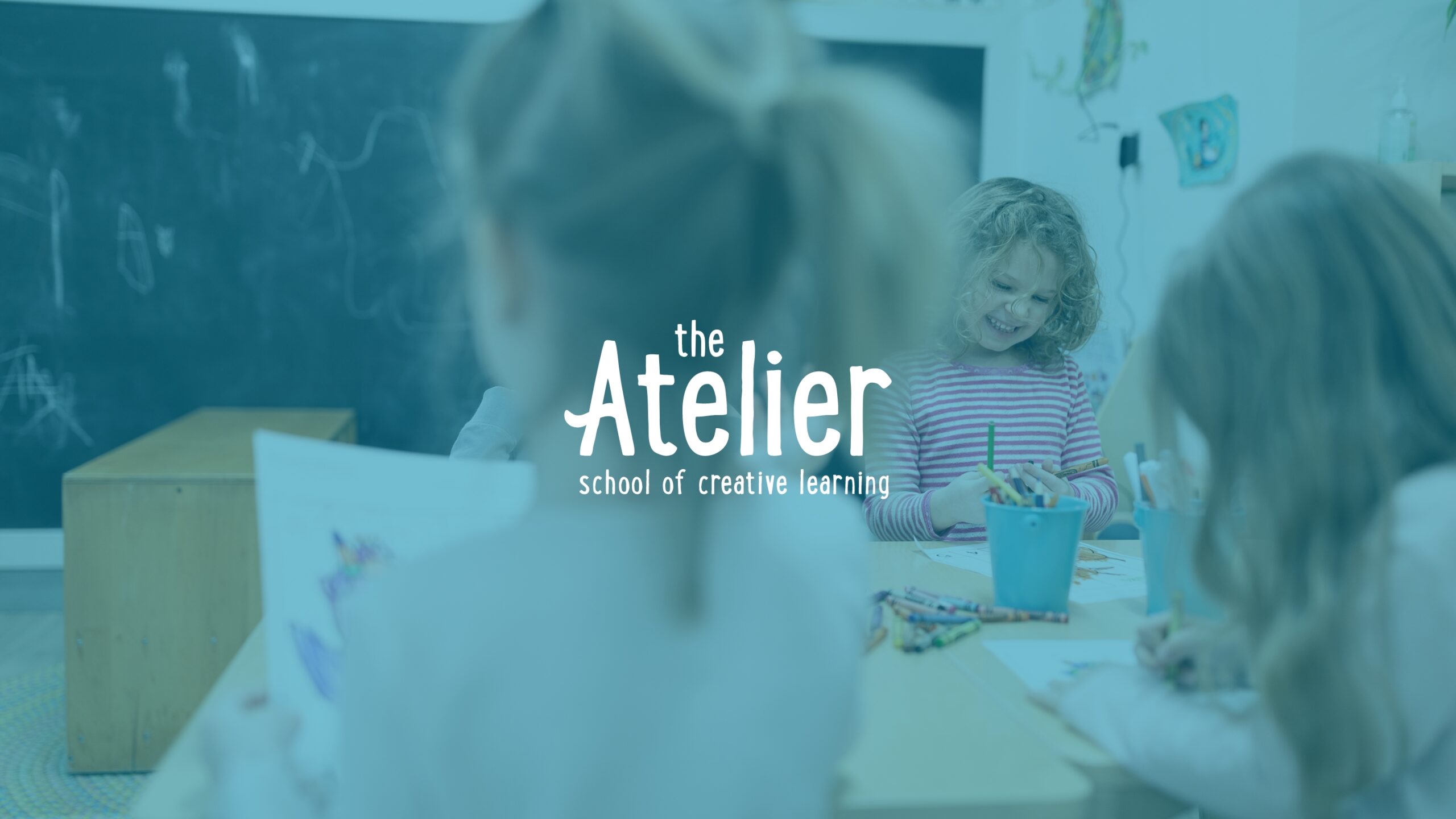 Brand and Website for Atelier School kids playing in classroom